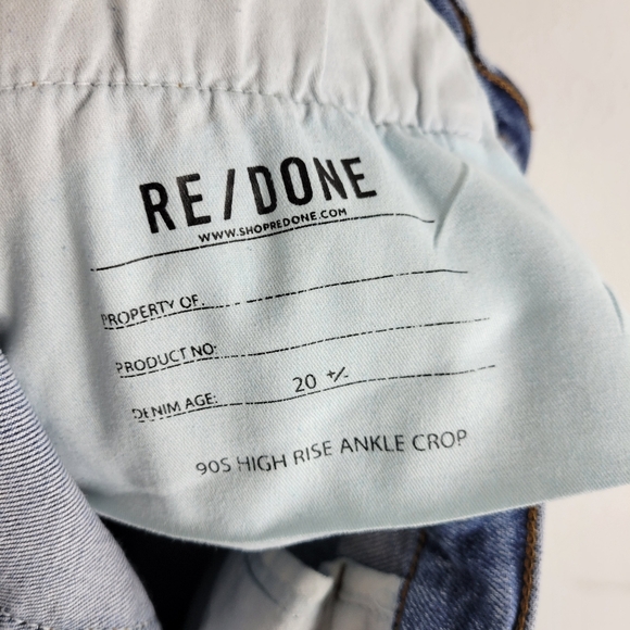 Re/Done 90s High Rise Ankle Crop Slim Straight Button Fly Jeans Mid90s - Picture 11 of 15